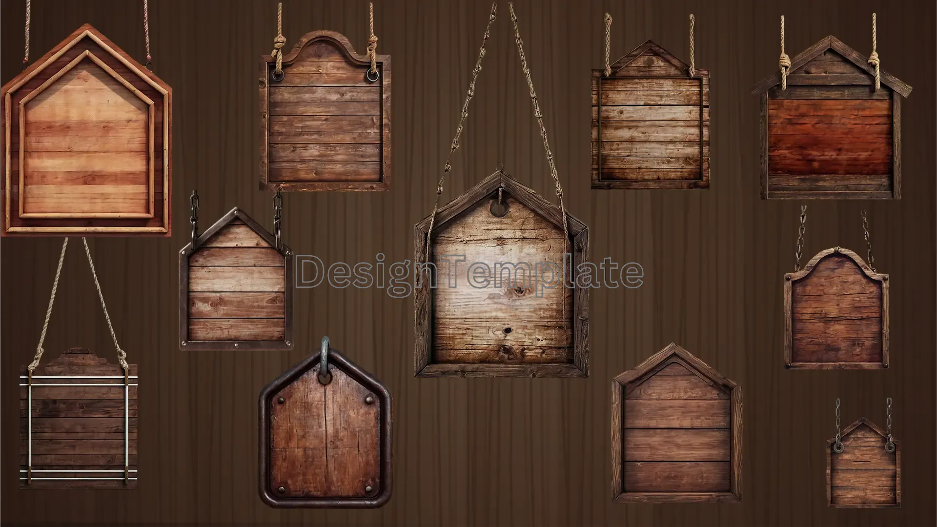 Designed Rustic Wooden Board 3D Elements Collection